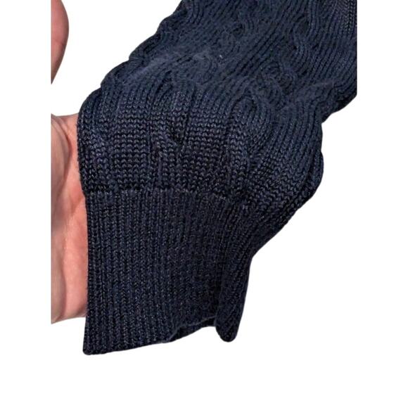 Navy Lauren By Ralph Lauren Cableknit Leather Buckle Sweater Size S - Picture 6 of 8